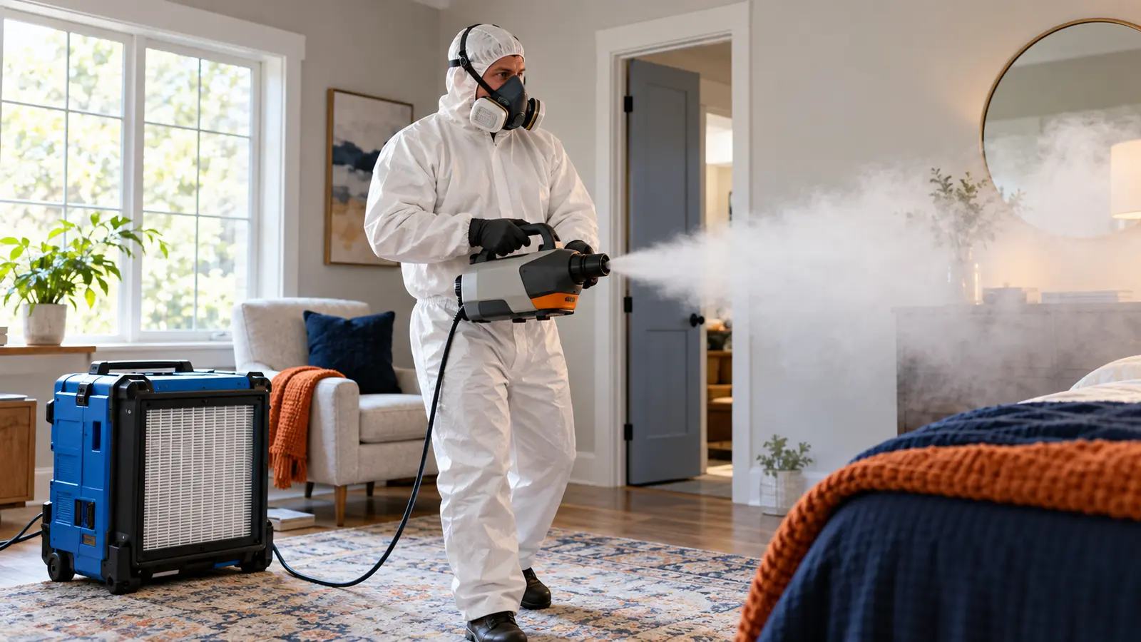 Illustrative image of a technician using specialty cleaning equipment